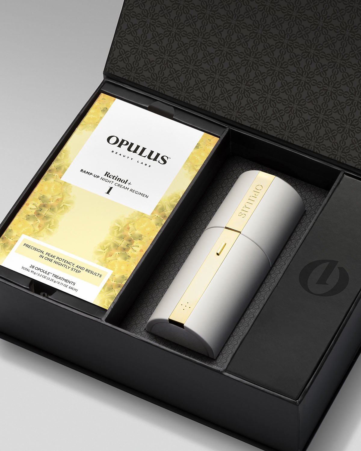 Open package with OPULUS Beauty Labs R1 night cream box and Opulus Activator™