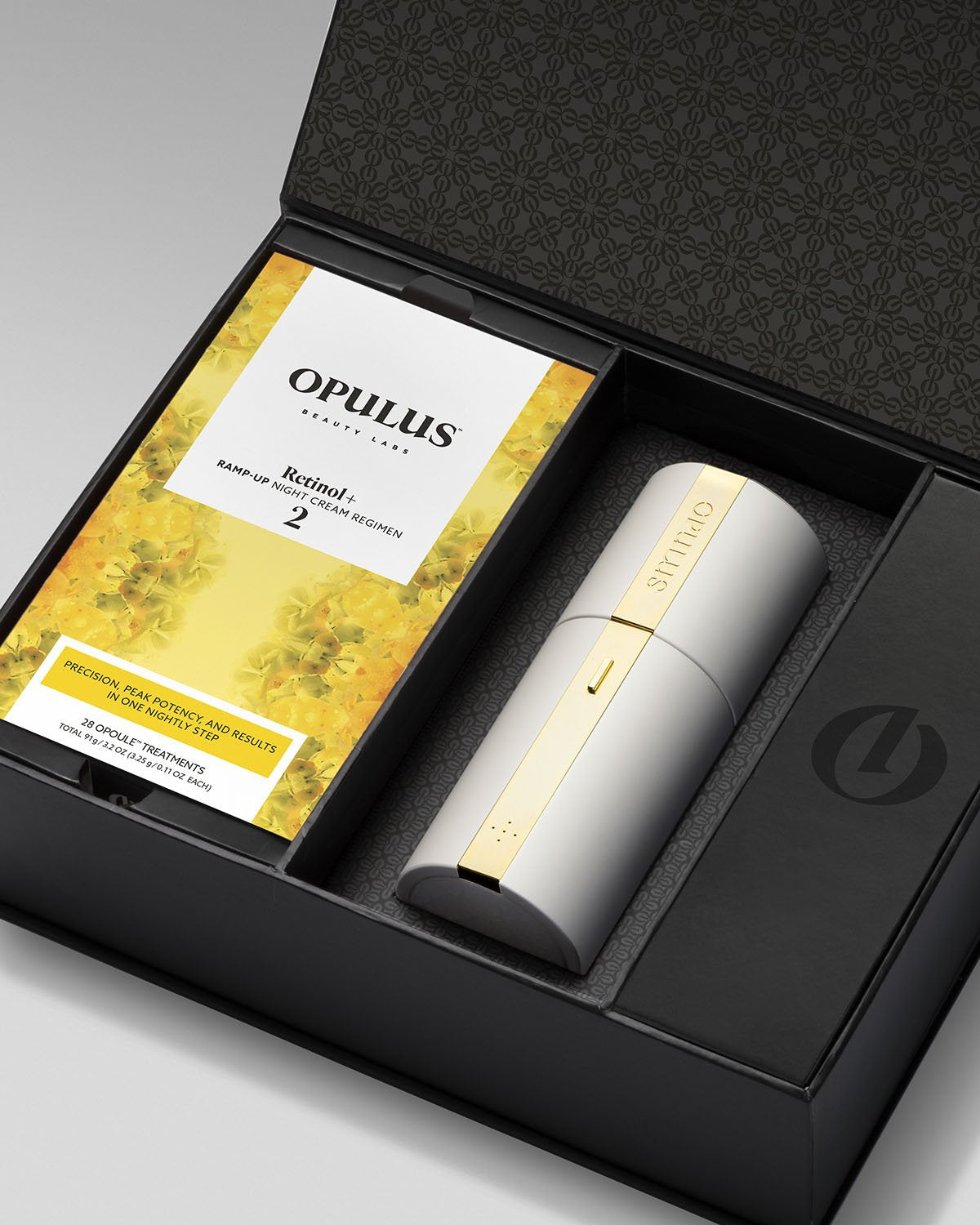 Open package with OPULUS Beauty Labs R2 night cream box and Opulus Activator™